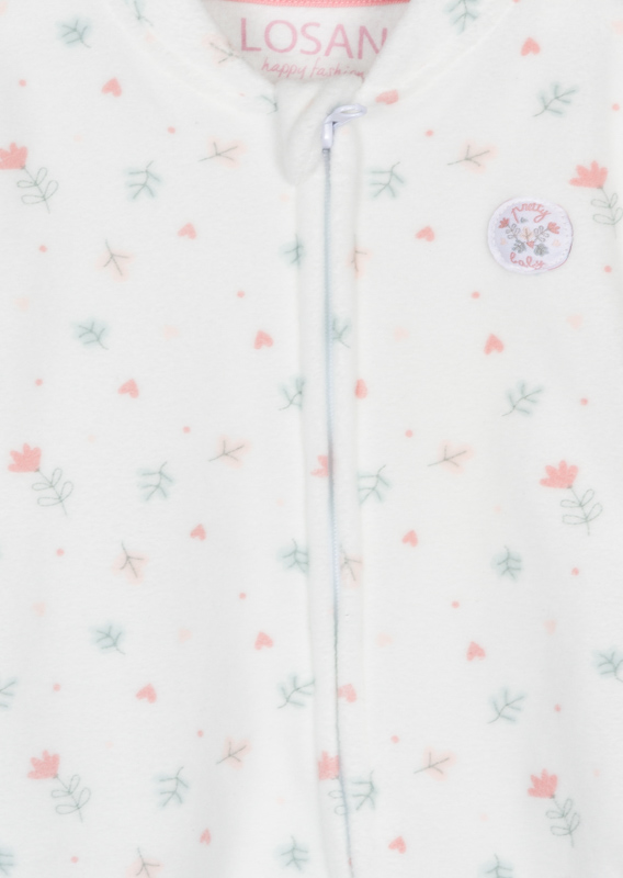 Pijama terciopelo flores con cremallera