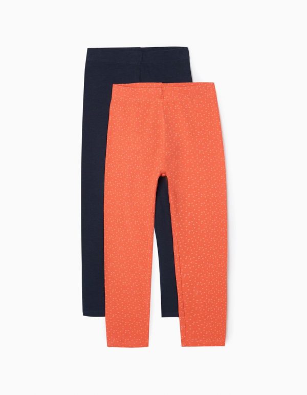 Pack leggings naranja/marino