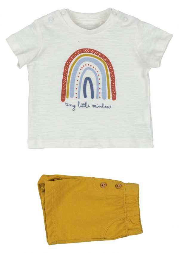 Conjunto bermuda mostaza y camiseta Rainbow