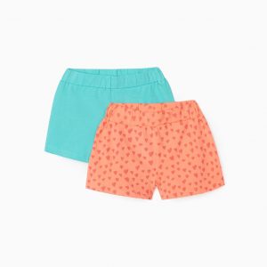Pack 2 shorts corazones coral