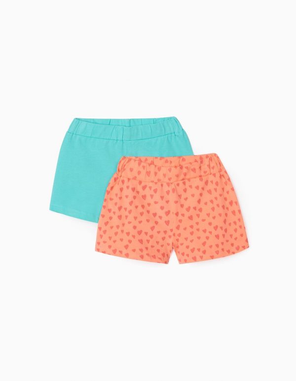 Pack 2 shorts corazones coral