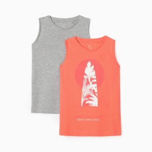 Pack 2 camisetas tirantes coral / gris