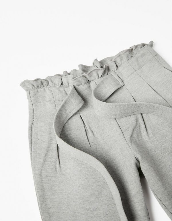 Pantalón paperbag gris con lazo