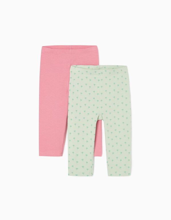 Pack 2 leggings rosa / verde agua