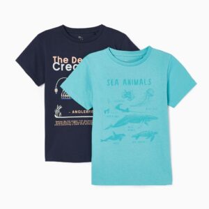 Pack camiseta sea animals verde agua / marino