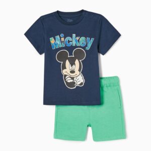 Conjunto camiseta y short verde Mickey
