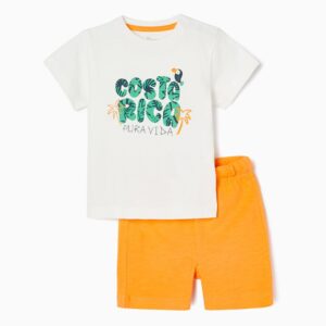 Conjunto camiseta y short naranja pura vida