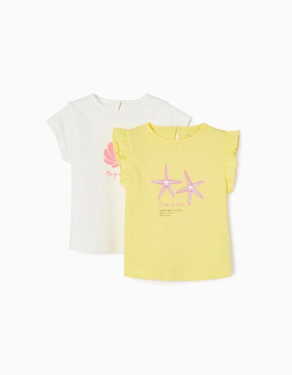Pack 2 camisetas blanca / amarilla bebé