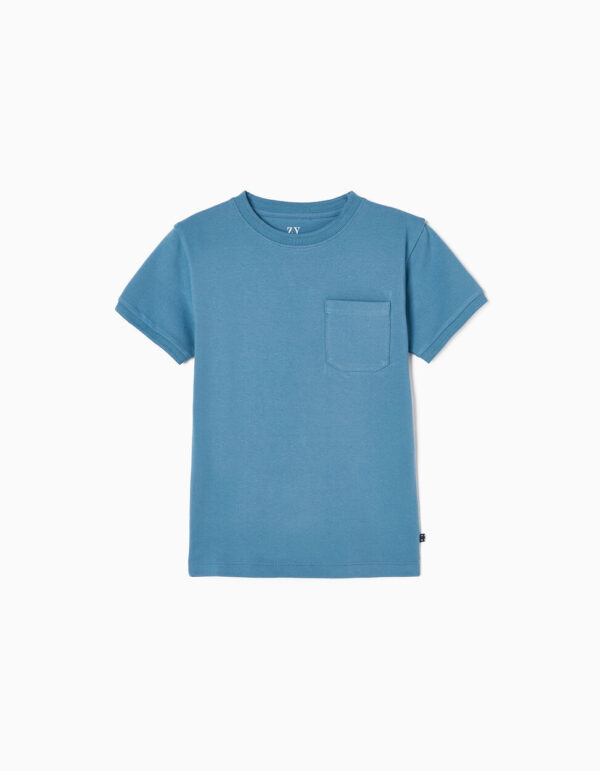 Camiseta de piqué azul niño