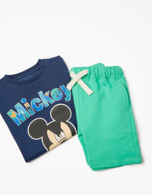 Conjunto camiseta y short verde Mickey