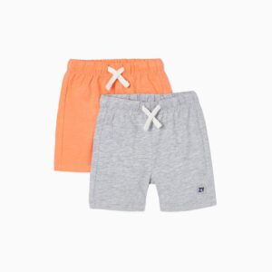 Pack 2 short deportivo coral / gris bebé
