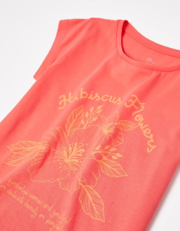 Camiseta basic coral hibiscus