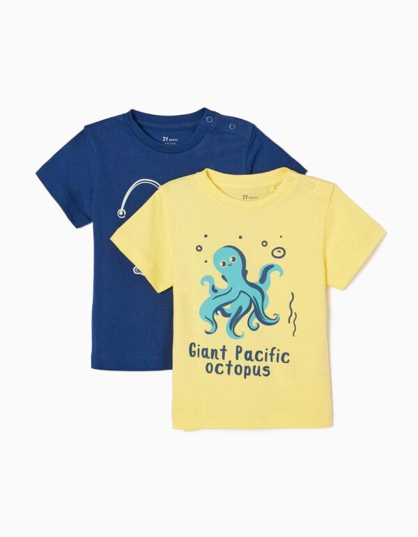 Pack camiseta marino /amarilla pulpo bebé