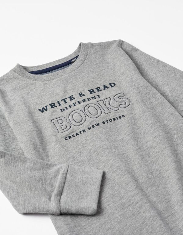 Camiseta gris bordada books