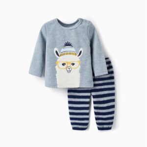 Pijama polar llama gris bebé