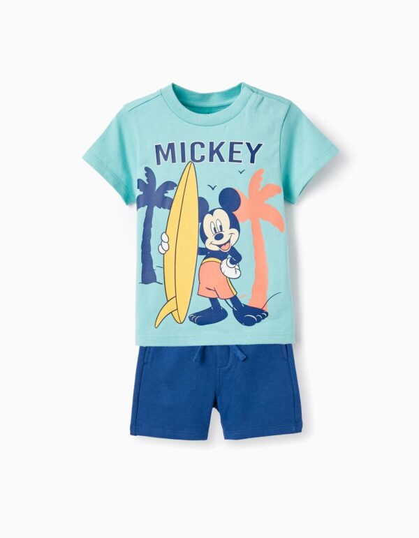 Conjunto camiseta turquesa y pantalón Mickey