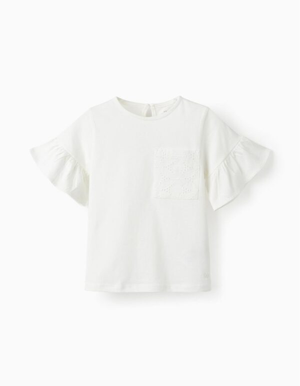 Camiseta blanca bolsillo con bordado