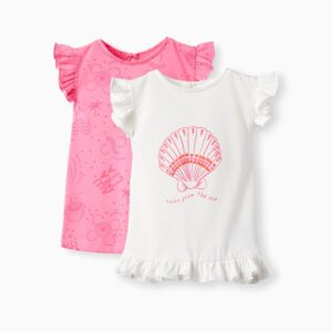 Pack 2 camisetas rosa bebé