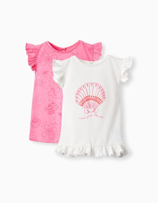 Pack 2 camisetas rosa bebé