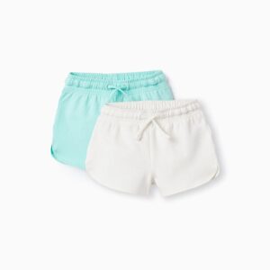 Pack 2 shorts bebé blanco / verde agua