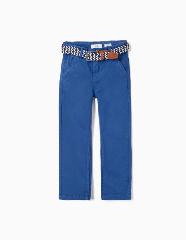 Pantalón sarga azul con cinturón