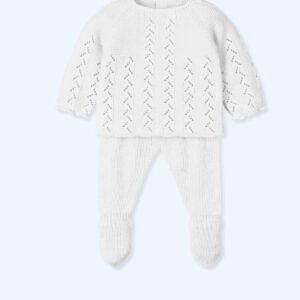 Conjunto primera puesta menguado perlé showy blanco