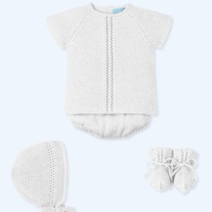 Conjunto primera puesta con capota y patucos lively blanco