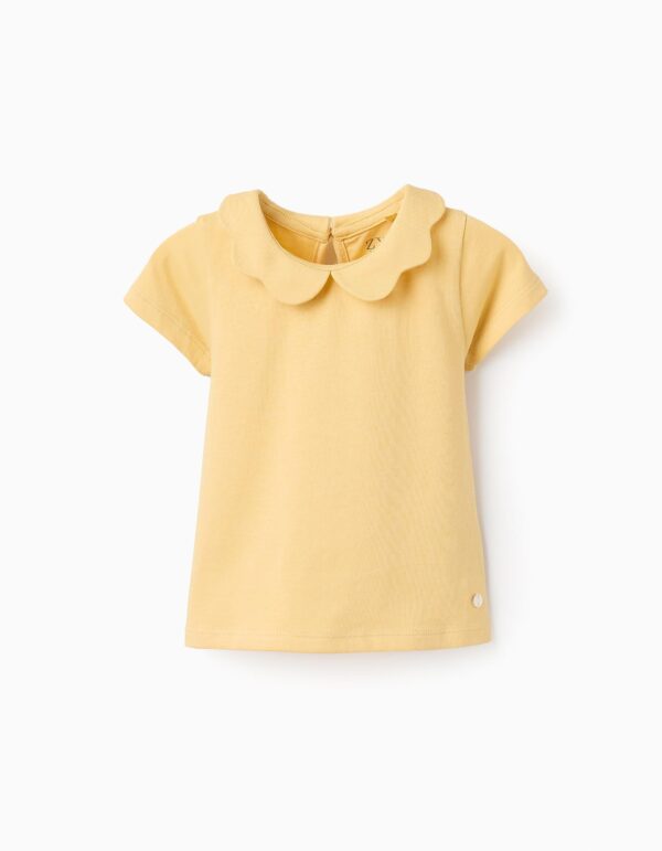 Camiseta cuello ondulado Amarillo bebé