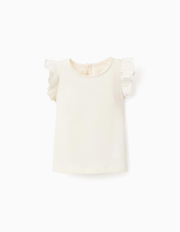 Camiseta con Volantes Blanco bebé