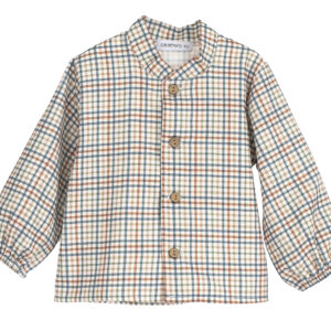 Conjunto pantalón pana y blusa cuello mao cuadros chamsin