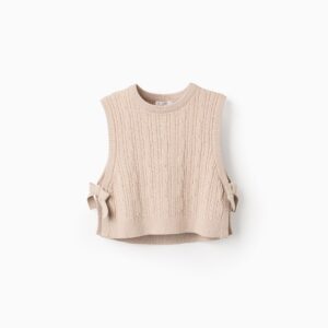 Chaleco punto trenzado con lazos