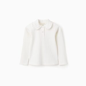 Camiseta canalé con cuello Peter Pan