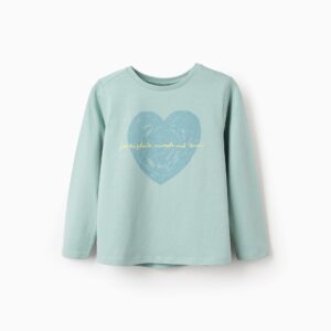 Camiseta verde agua corazón