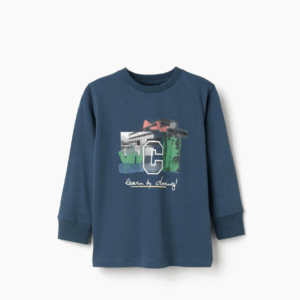 Camiseta estampado C azul petróleo