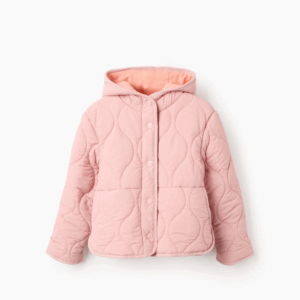 Parka acolchada con capucha rosa