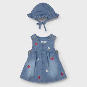 Vestido vaquero bordado con gorro Mayoral