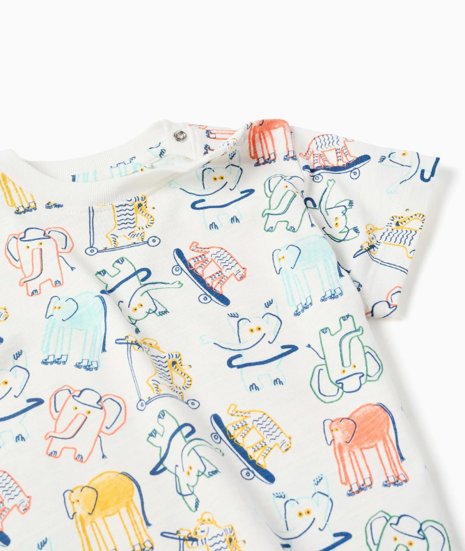 Camiseta con elefante y tigre bebé