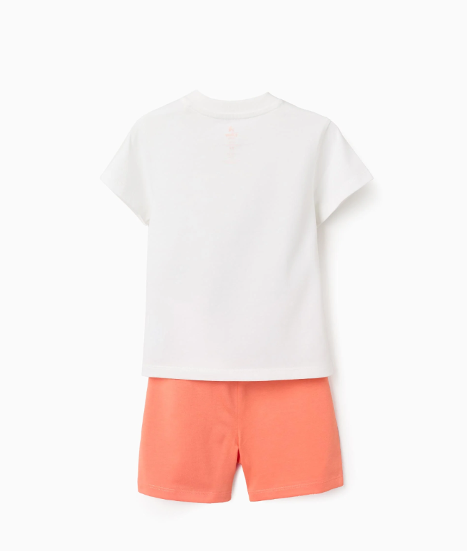 Conjunto camiseta y short Mickey bebé blanco/naranja - Imagen 2