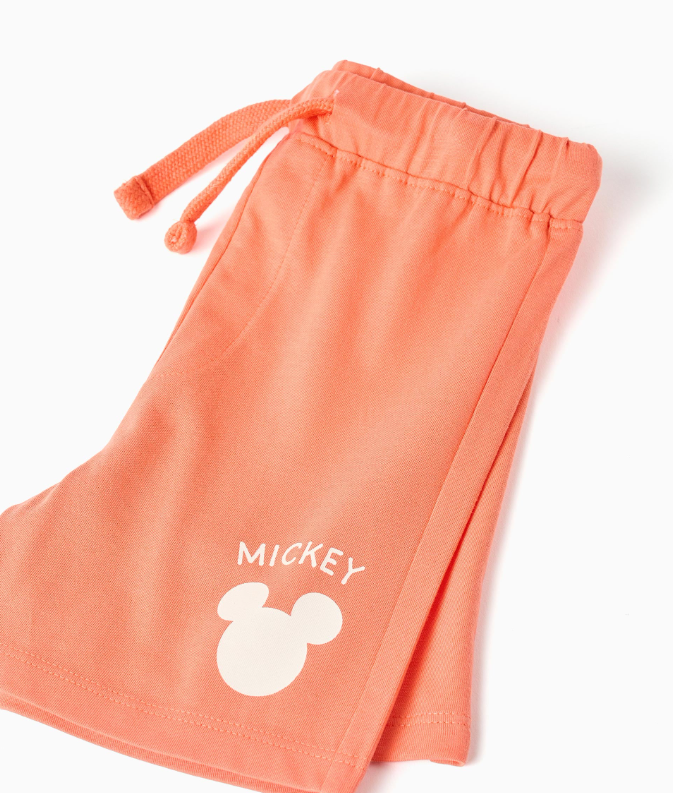 Conjunto camiseta y short Mickey bebé blanco/naranja
