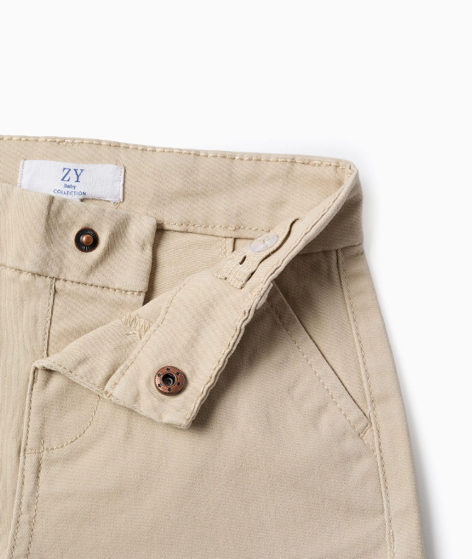 Bermudas chino con bolsillos bebé beige - Imagen 3