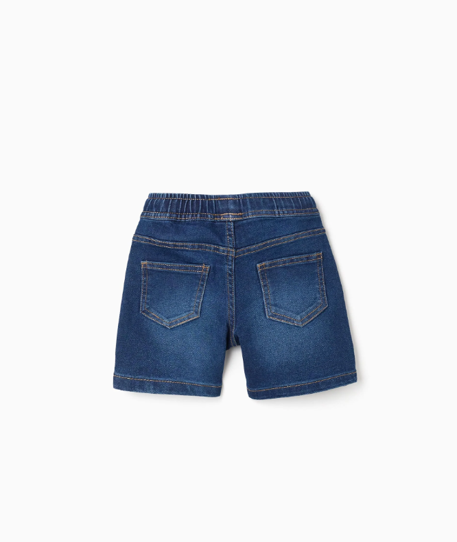 Bermudas denim con elástico bebé azul oscuro - Imagen 2