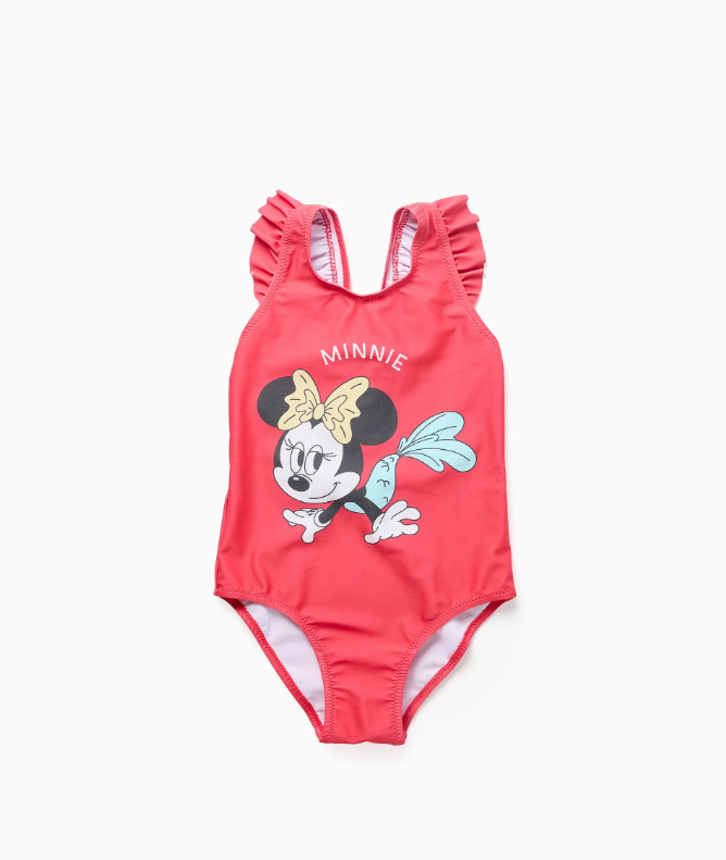 Bañador Minnie con volantes bebé coral