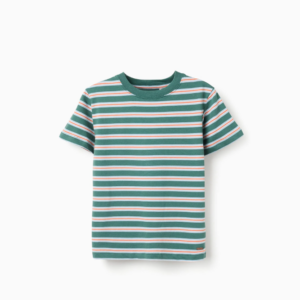 Camiseta rayas verde/naranja
