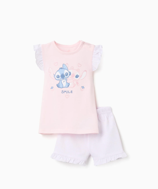 Pijama corto de algodón bebé Stitch