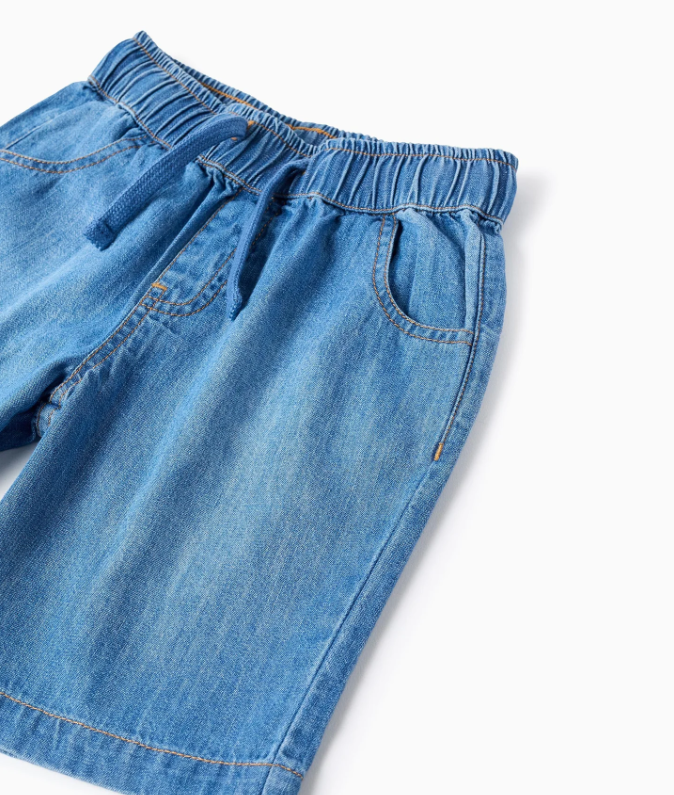 Bermudas midi vaqueras pull-up azul