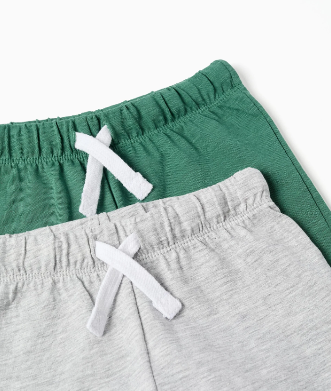 Pack 2 pantalones cortos verde/gris bebé - Imagen 3