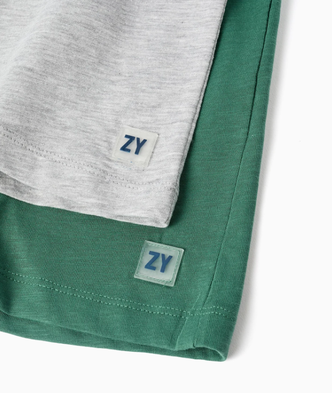 Pack 2 pantalones cortos verde/gris bebé - Imagen 4