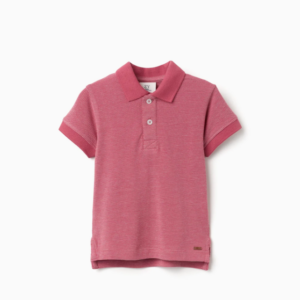 Polo de piqué bebé rosa oscuro/blanco