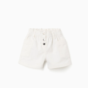 Pantalón corto abotonado blanco bebé