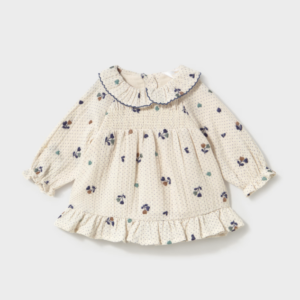 Vestido estampado puntitos y flores bebé Mayoral